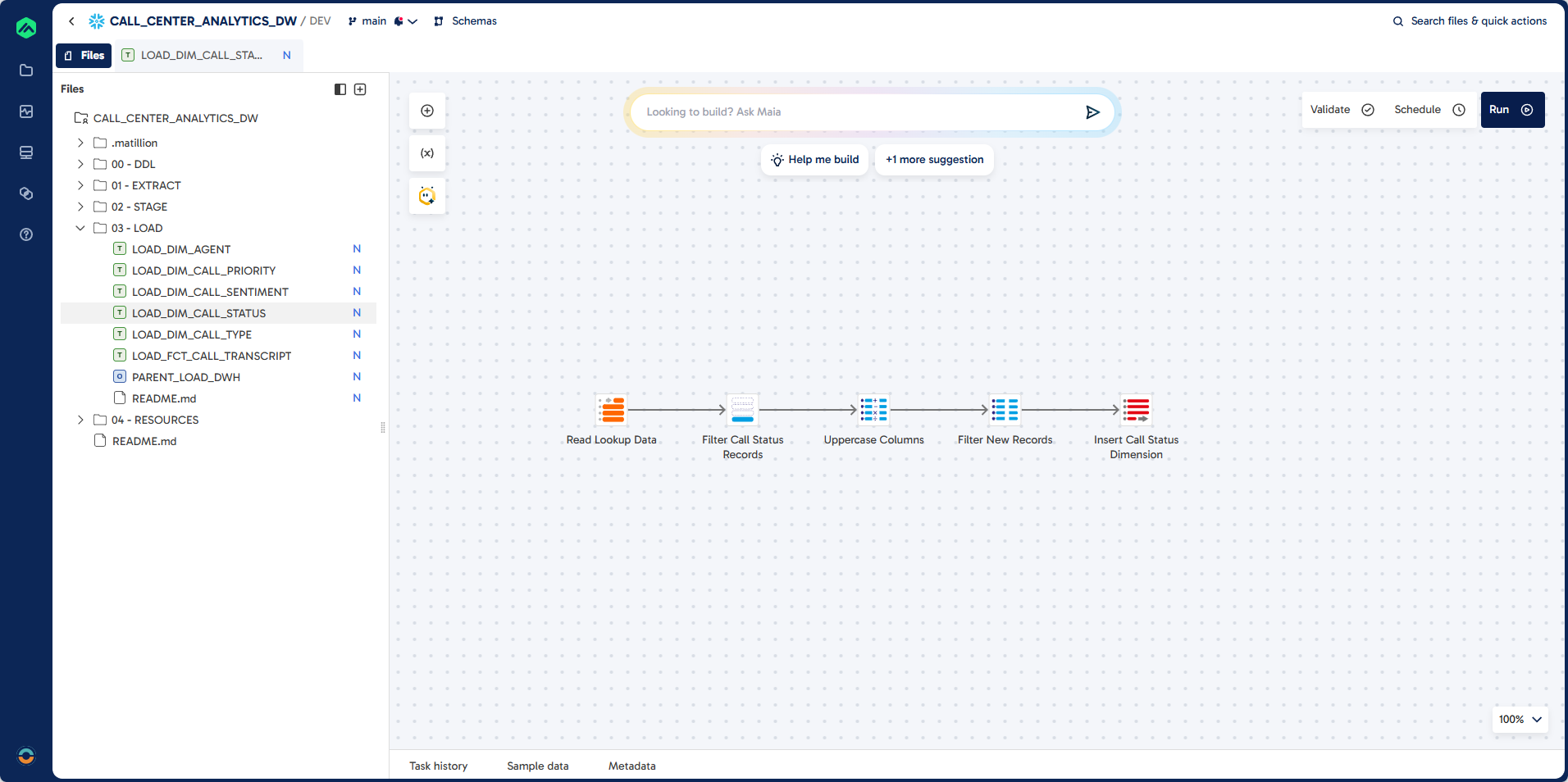 Matillion DWH - DIM_CALL_STATUS